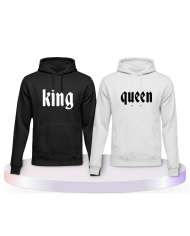 King und Queen mit schlichtem Design Couple Hoodies kaufen | Paarpulli