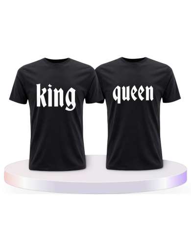 King und Queen mit schlichtem Design Pärchen T-Shirts | Paarpulli