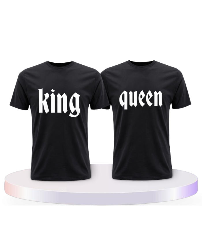 King und Queen mit schlichtem Design Pärchen T-Shirts | Paarpulli