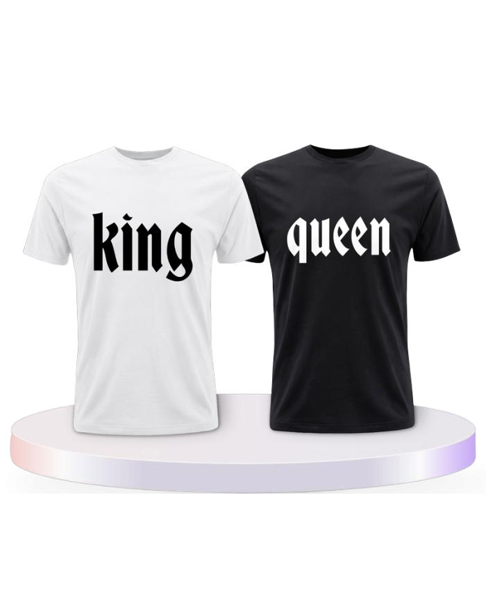 King und Queen mit schlichtem Design Pärchen T-Shirts | Paarpulli