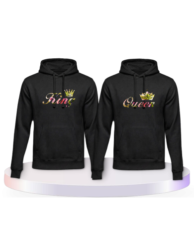 King und Queen Blumenmuster Couple Hoodies kaufen | Paarpulli
