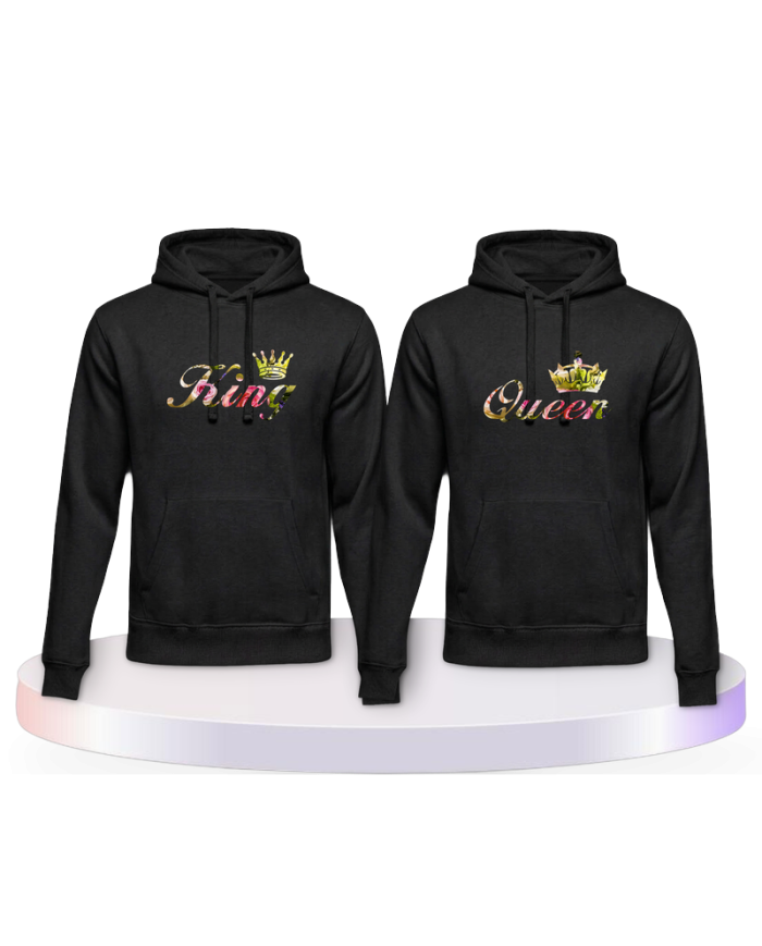 King und Queen Blumenmuster Couple Hoodies kaufen | Paarpulli