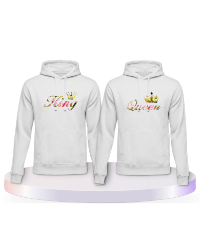 King und Queen Blumenmuster Couple Hoodies kaufen | Paarpulli