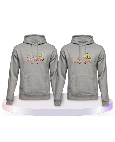 King und Queen Blumenmuster Couple Hoodies kaufen | Paarpulli