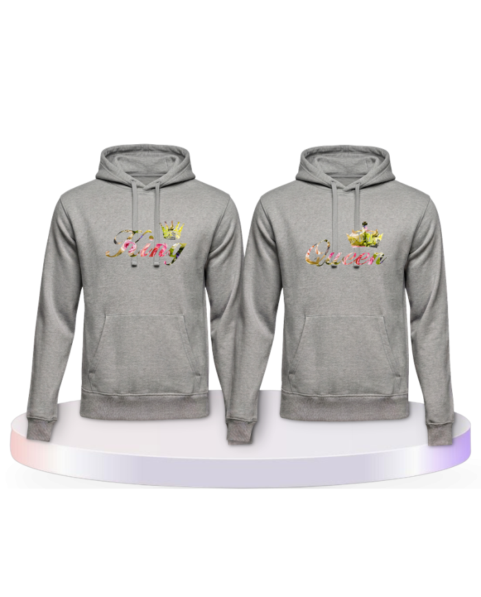 King und Queen Blumenmuster Couple Hoodies kaufen | Paarpulli