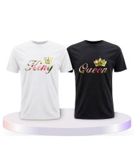 Gemeinsamer Look: King und Queen Blumenmuster T-Shirts | Paarpulli