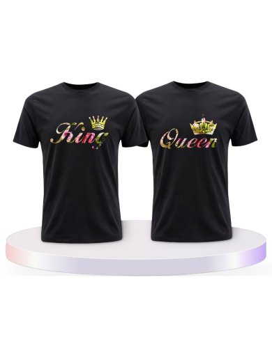 Gemeinsamer Look: King und Queen Blumenmuster T-Shirts | Paarpulli