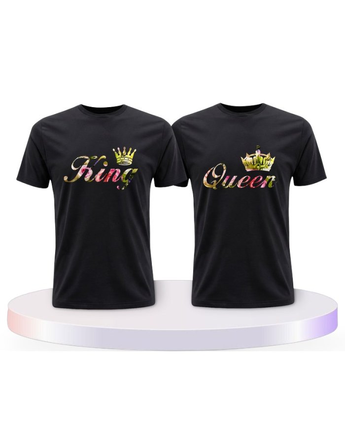 Gemeinsamer Look: King und Queen Blumenmuster T-Shirts | Paarpulli