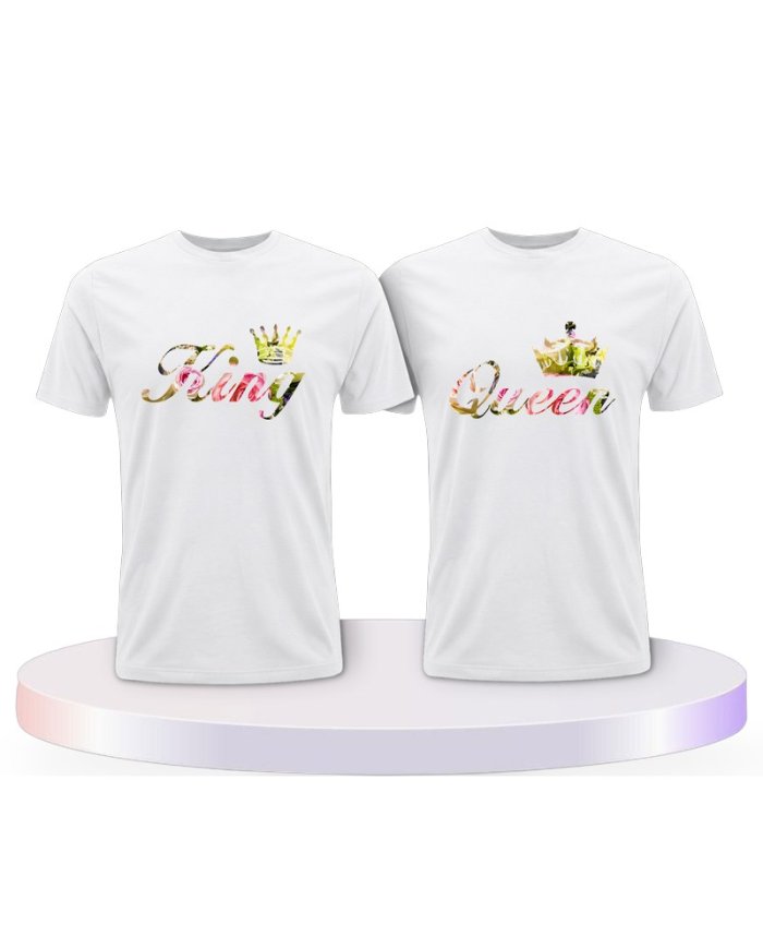 Gemeinsamer Look: King und Queen Blumenmuster T-Shirts | Paarpulli