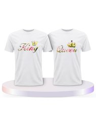 Gemeinsamer Look: King und Queen Blumenmuster T-Shirts | Paarpulli