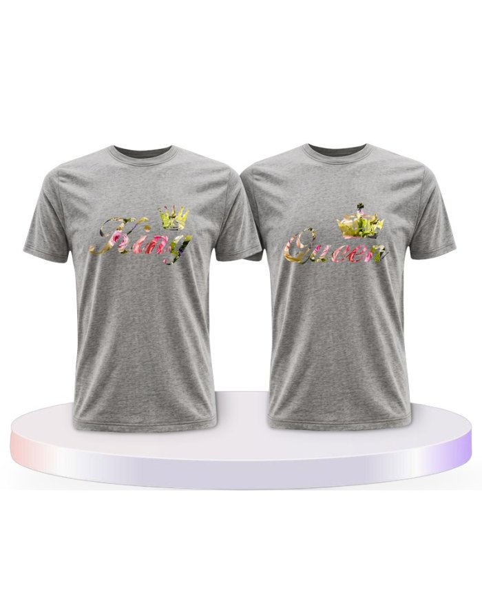 Gemeinsamer Look: King und Queen Blumenmuster T-Shirts | Paarpulli