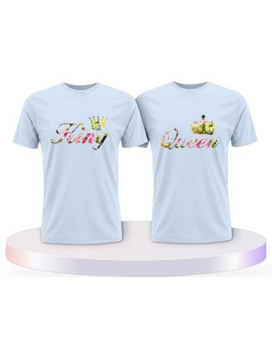 Gemeinsamer Look: King und Queen Blumenmuster T-Shirts | Paarpulli