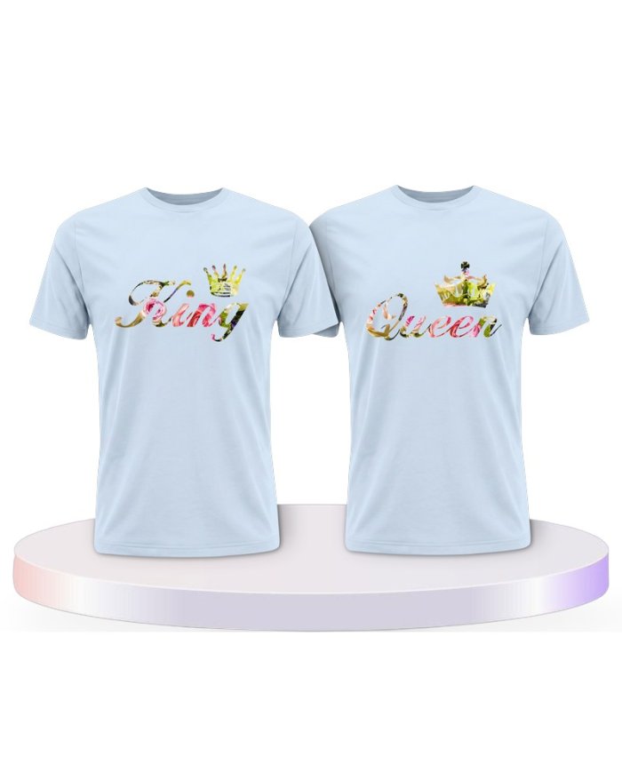 Gemeinsamer Look: King und Queen Blumenmuster T-Shirts | Paarpulli