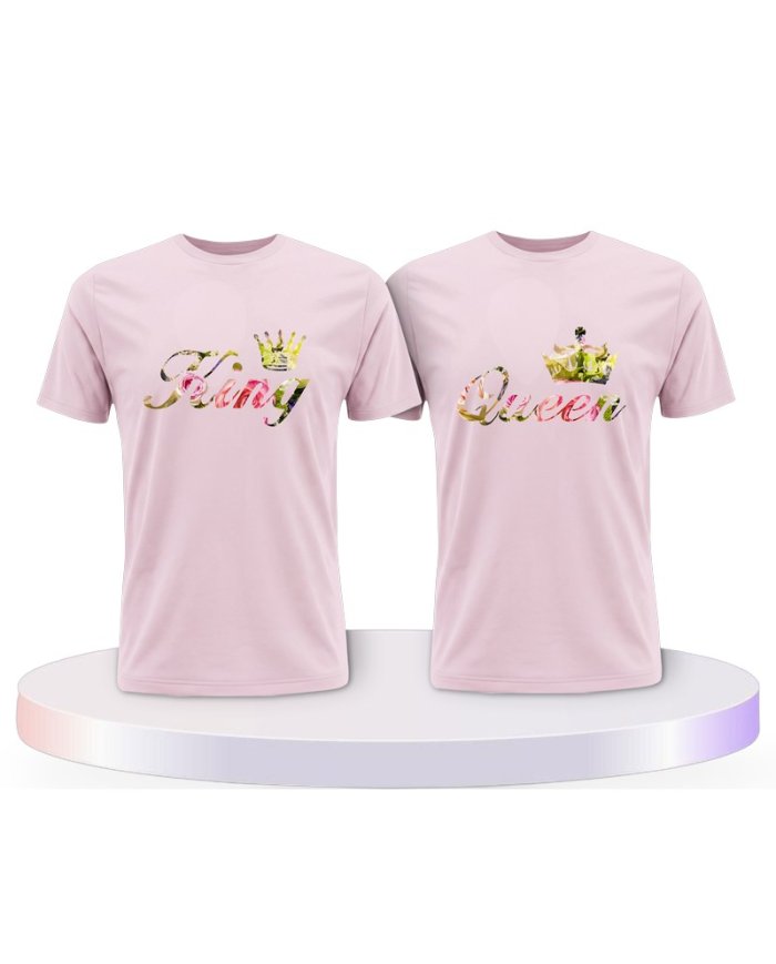 Gemeinsamer Look: King und Queen Blumenmuster T-Shirts | Paarpulli
