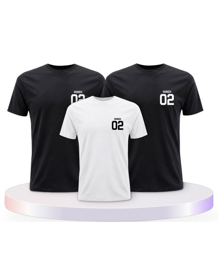 Beidseitig mit Wunschname und Wunschzahl Familien T-Shirts | Paarpulli