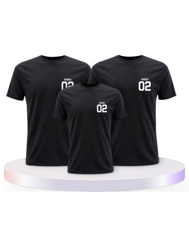 Beidseitig mit Wunschname und Wunschzahl Familien T-Shirts | Paarpulli