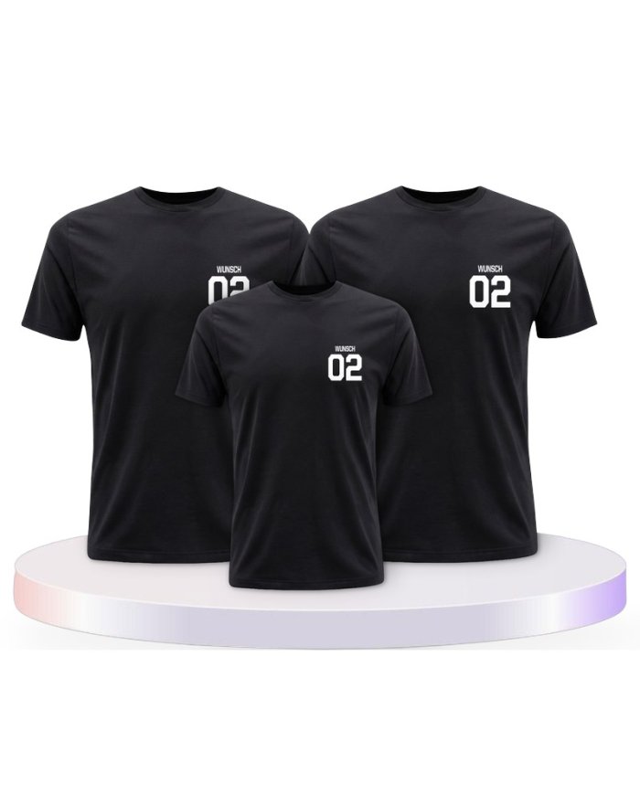 Beidseitig mit Wunschname und Wunschzahl Familien T-Shirts | Paarpulli