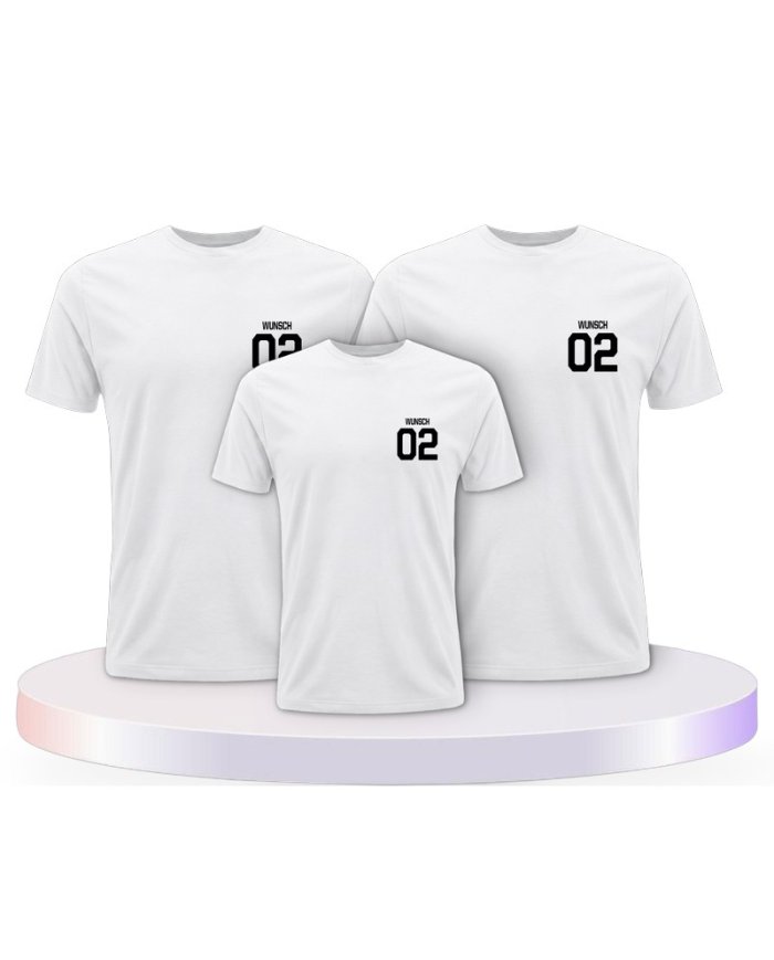 Beidseitig mit Wunschname und Wunschzahl Familien T-Shirts | Paarpulli