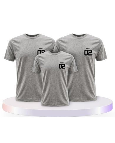 Beidseitig mit Wunschname und Wunschzahl Familien T-Shirts | Paarpulli
