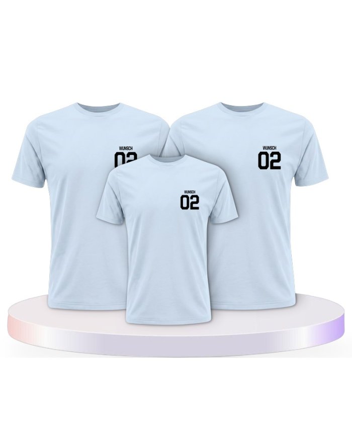 Beidseitig mit Wunschname und Wunschzahl Familien T-Shirts | Paarpulli