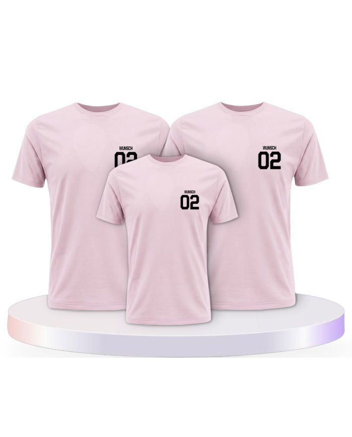 Beidseitig mit Wunschname und Wunschzahl Familien T-Shirts | Paarpulli