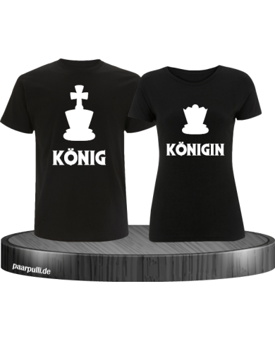 König Königin mit schachfiguren t shirts  in schwarz