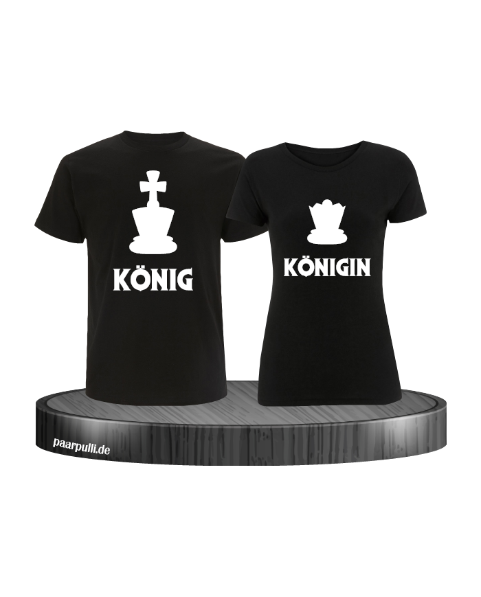 König Königin mit schachfiguren t shirts  in schwarz