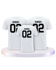 Beidseitig mit Wunschname und Wunschzahl Familien T-Shirts | Paarpulli