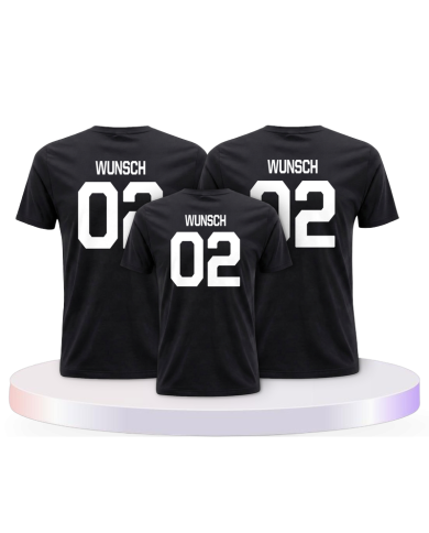 Beidseitig mit Wunschname und Wunschzahl Familien T-Shirts | Paarpulli