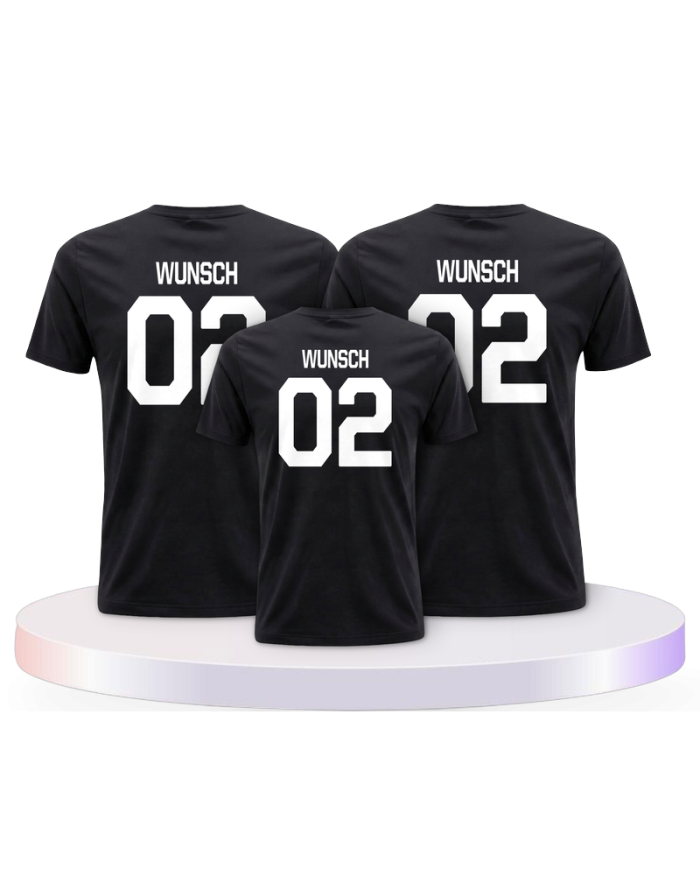 Beidseitig mit Wunschname und Wunschzahl Familien T-Shirts | Paarpulli