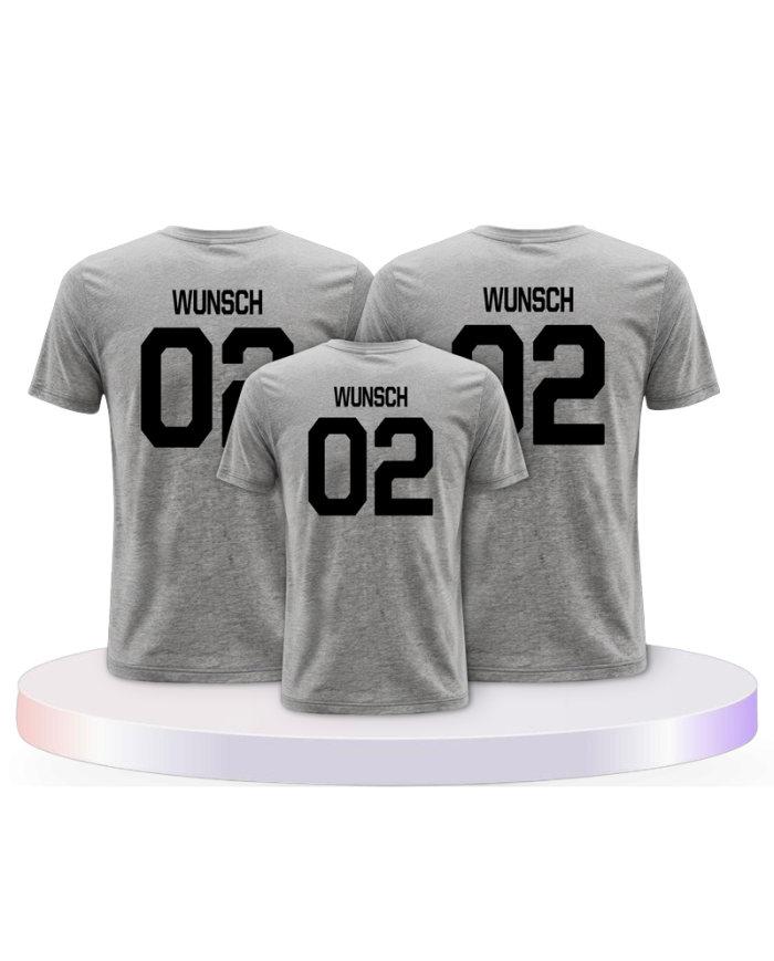 Beidseitig mit Wunschname und Wunschzahl Familien T-Shirts | Paarpulli