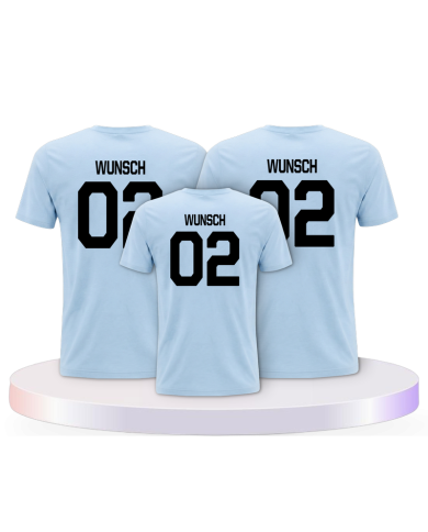 Beidseitig mit Wunschname und Wunschzahl Familien T-Shirts | Paarpulli