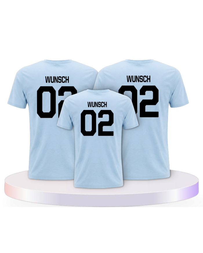 Beidseitig mit Wunschname und Wunschzahl Familien T-Shirts | Paarpulli