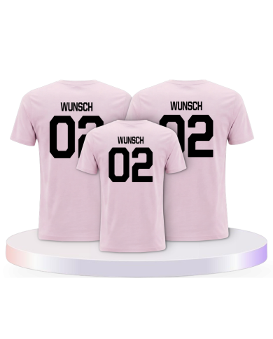Beidseitig mit Wunschname und Wunschzahl Familien T-Shirts | Paarpulli
