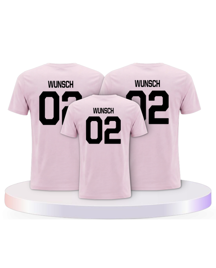 Beidseitig mit Wunschname und Wunschzahl Familien T-Shirts | Paarpulli