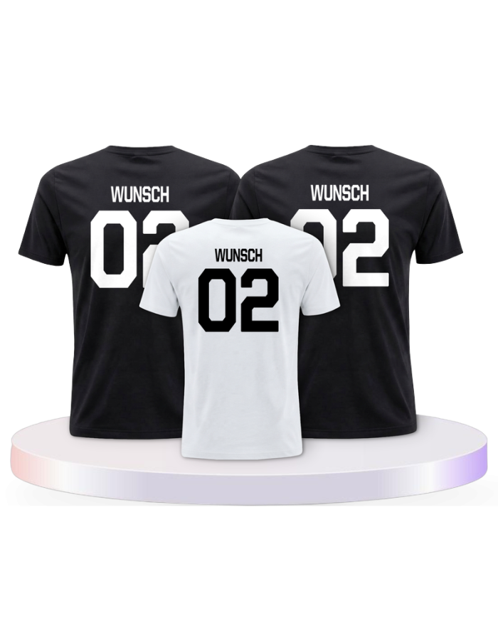 Beidseitig mit Wunschname und Wunschzahl Familien T-Shirts | Paarpulli