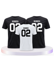 Beidseitig mit Wunschname und Wunschzahl Familien T-Shirts | Paarpulli