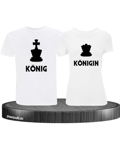 König Königin mit schachfiguren t shirts  in weiß König Königin mit schachfiguren t shirts  in weiß