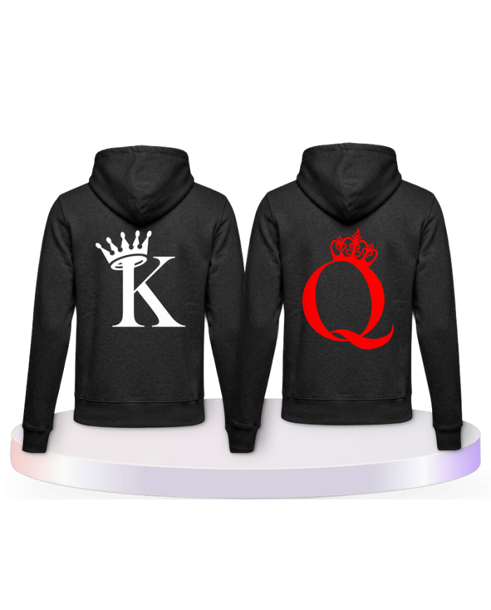 King & Queen Pullis im Kartenspiel Design Pärchen T-Shirts | Paarpulli