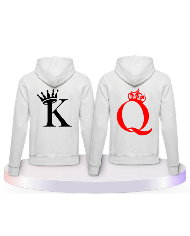 King & Queen Pullis im Kartenspiel Design Pärchen T-Shirts | Paarpulli