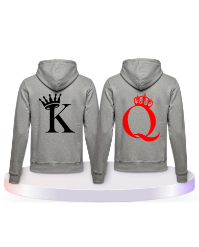 King & Queen Pullis im Kartenspiel Design Pärchen T-Shirts | Paarpulli