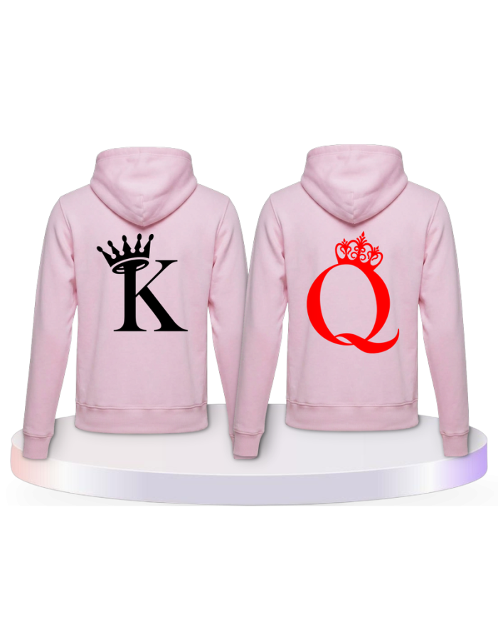 King & Queen Pullis im Kartenspiel Design Pärchen T-Shirts | Paarpulli