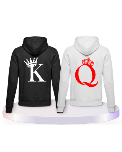 King & Queen Pullis im Kartenspiel Design Pärchen T-Shirts | Paarpulli