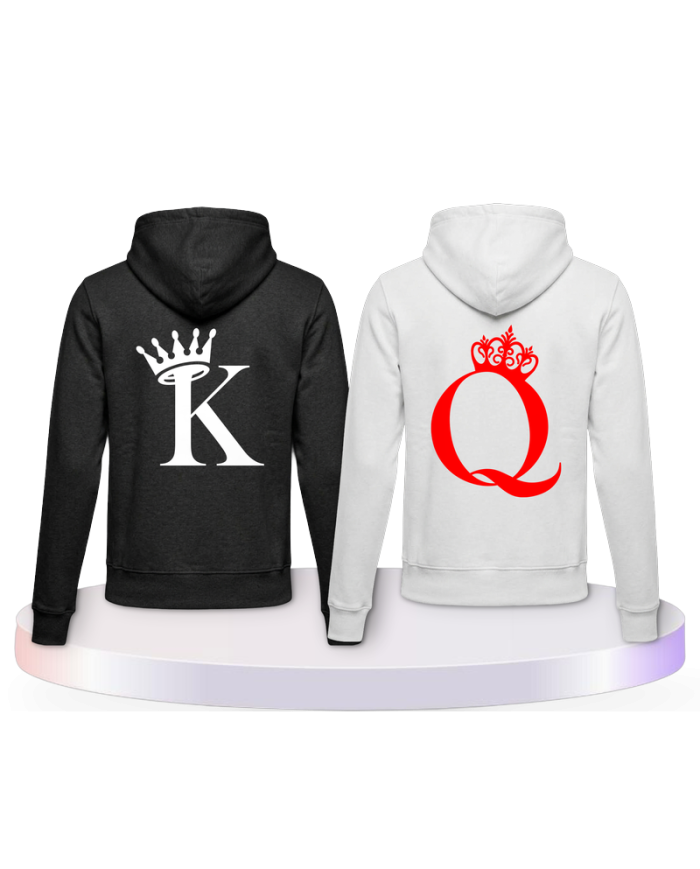 King & Queen Pullis im Kartenspiel Design Pärchen T-Shirts | Paarpulli
