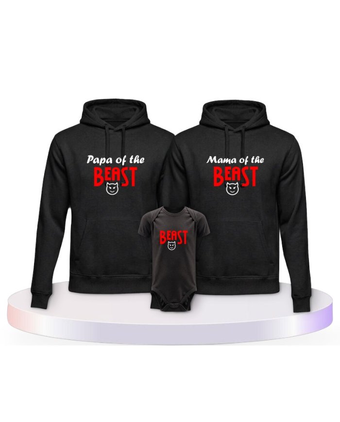 Beast Familienset Hoodies mit Babybody | Paarpulli