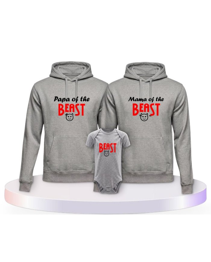 Beast Familienset Hoodies mit Babybody | Paarpulli