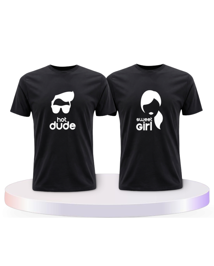 Hot Dude Sweet Girl Shirts Couple T-Shirts kaufen | Paarpulli