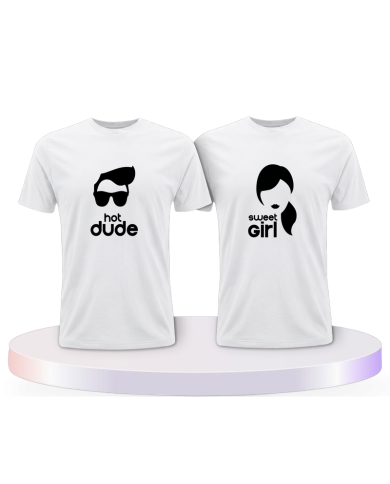 Hot Dude Sweet Girl Shirts Couple T-Shirts kaufen | Paarpulli