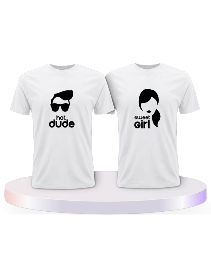 Hot Dude Sweet Girl Shirts Couple T-Shirts kaufen | Paarpulli