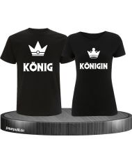 König & Königin mit kleinen Kronen Partnerlook T-Shirts